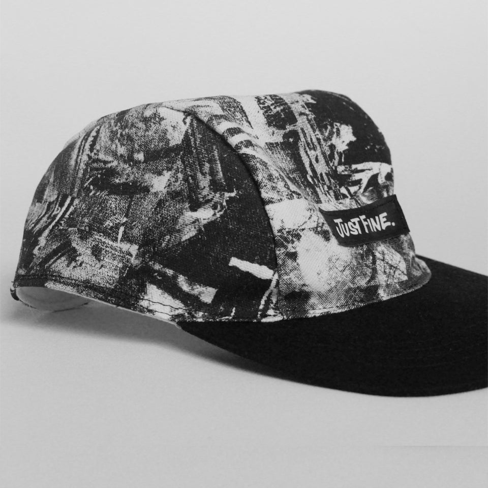 Just Fine Collage 3-Panel Snapback